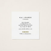 Modern Gold en Black Floral Script Font Vierkante Visitekaartjes (Achterkant)