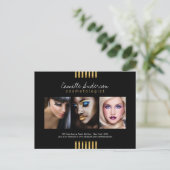 Modern Gold en Black Makeup Artistry Comp Card Briefkaart (Staand voorkant)