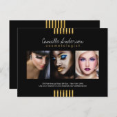 Modern Gold en Black Makeup Artistry Comp Card Briefkaart (Voorkant / Achterkant)
