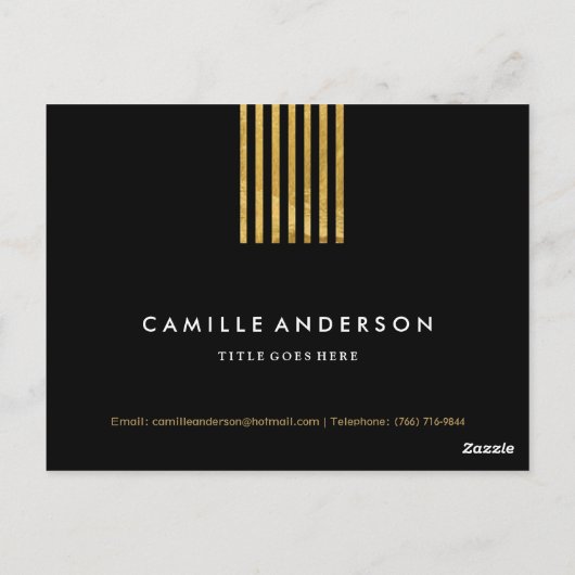 Modern Gold en Black Makeup Artistry Comp Card Briefkaart (Achterkant)