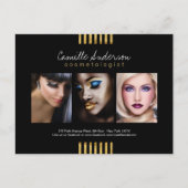 Modern Gold en Black Makeup Artistry Comp Card Briefkaart (Voorkant)