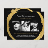 Modern Gold en Black Makeup Artistry Comp Card Briefkaart (Voorkant / Achterkant)