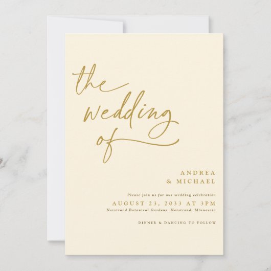 Modern Gold- en Cream-handschriftwoord Kaart (Voorkant)