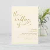 Modern Gold- en Cream-handschriftwoord Kaart (Staand voorkant)