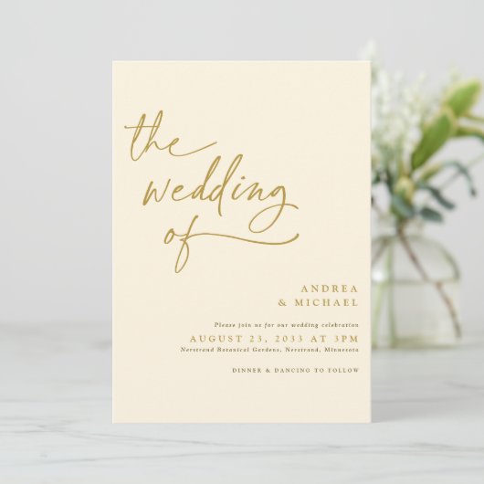 Modern Gold- en Cream-handschriftwoord Kaart (Staand voorkant)