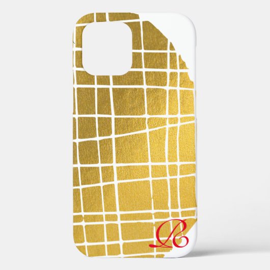 Modern Gold en Monogram Hoesje-Mate iPhone Case (Achterkant)