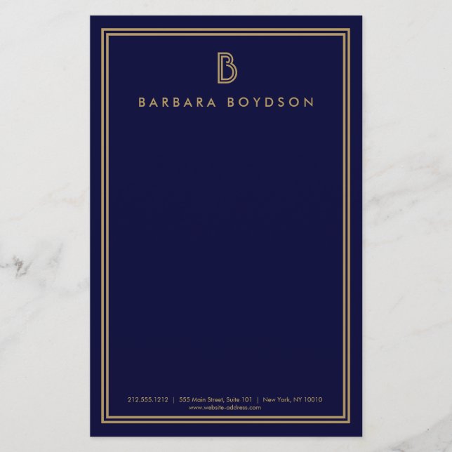  MODERN GOLD en NAVY INITIAAL MONOGRAM LOGO (Voorkant)