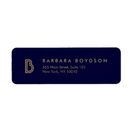  MODERN GOLD en NAVY INITIAAL MONOGRAM LOGO Etiket