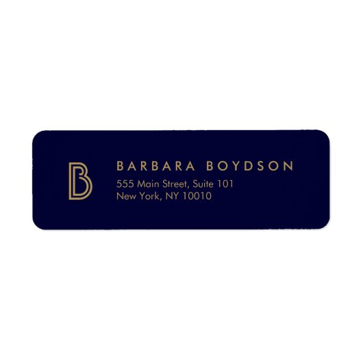 MODERN GOLD en NAVY INITIAAL MONOGRAM LOGO Etiket (Voorkant)