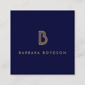  MODERN GOLD en NAVY INITIAAL MONOGRAM LOGO Vierkante Visitekaartje (Voorkant)
