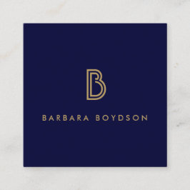  MODERN GOLD en NAVY INITIAAL MONOGRAM LOGO Vierkante Visitekaartje