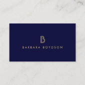  MODERN GOLD en NAVY INITIAAL MONOGRAM LOGO Visitekaartje (Voorkant)
