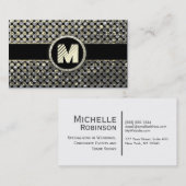 Modern Gold en Silver Monogram Visitekaartje (Voorkant / Achterkant)