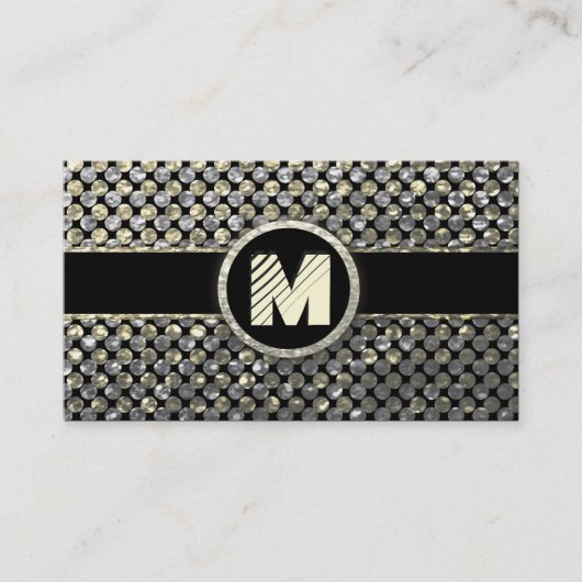 Modern Gold en Silver Monogram Visitekaartje (Voorkant)