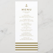 Modern Gold en White Anchor Nautical Wedding Menu (Voorkant)