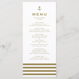 Modern Gold en White Anchor Nautical Wedding Menu