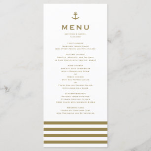 Modern Gold en White Anchor Nautical Wedding Menu