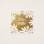 Modern Gold en White Floral Script Font Vierkante Visitekaartjes (Voorkant)