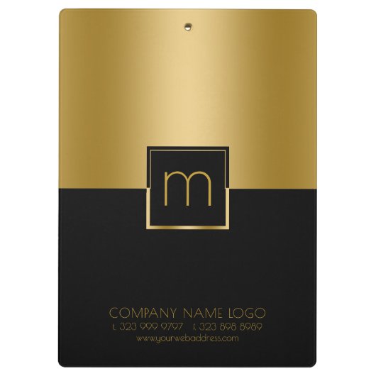 Modern Gold- en zwart ontwerp Klembord (Achterkant)