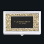 Modern Gold en zwarte stijlvolle, elegante profess Visitekaarthouder<br><div class="desc">Moderne gouden en zwarte glitter,  elegante professionele houder van visitekaartje.
U kunt uw eigen naam en taak eenvoudig toevoegen.</div>