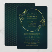 Modern Gold Eucalyptus Green Wedding Kaart (Voorkant / Achterkant)