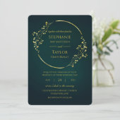 Modern Gold Eucalyptus Green Wedding Kaart (Staand voorkant)