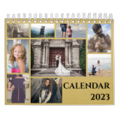 Modern Gold Family Photo Collage 2023 Kalender (Hoes)