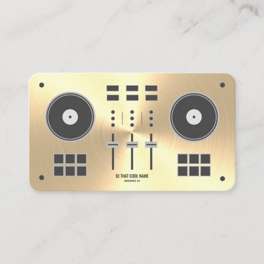 Modern Gold Faux DJ-controller Visitekaartje (Voorkant)