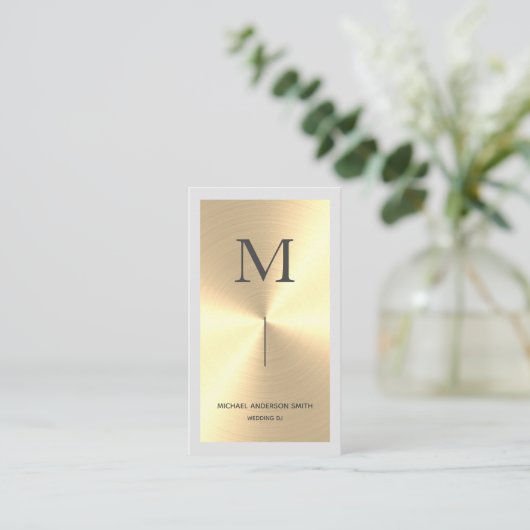 Modern Gold Faux DJ Monogram & Grens Visitekaartje (Staand voorkant)