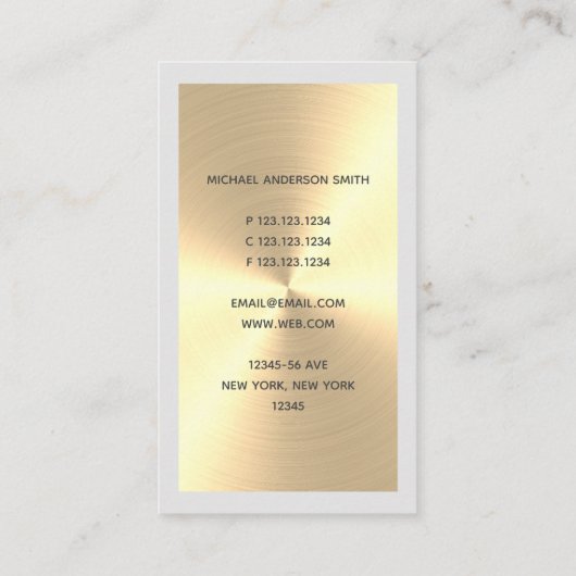 Modern Gold Faux DJ Monogram & Grens Visitekaartje (Achterkant)