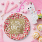 Modern Gold Faux Folie Merry KerstBerry Papieren Bordje (Feest)