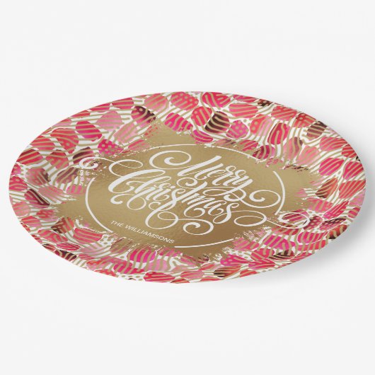 Modern Gold Faux Folie Merry KerstBerry Papieren Bordje (Gekanteld)