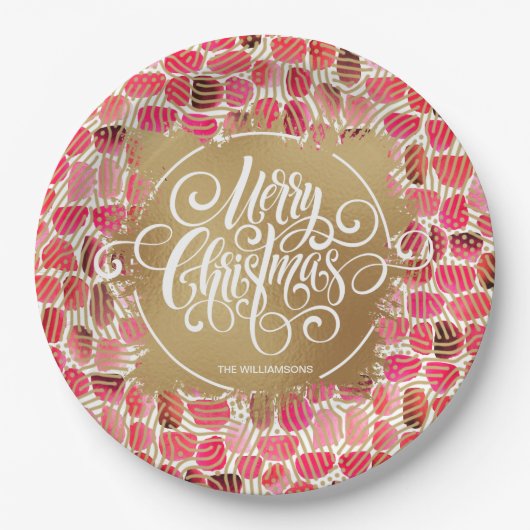 Modern Gold Faux Folie Merry KerstBerry Papieren Bordje (Voorkant)