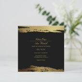 Modern Gold Faux Folie Paint Stroke Black Wedding Kaart (Staand voorkant)