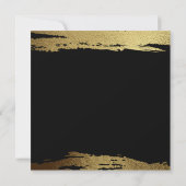 Modern Gold Faux Folie Paint Stroke Black Wedding Kaart (Achterkant)