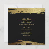 Modern Gold Faux Folie Paint Stroke Black Wedding Kaart (Voorkant)