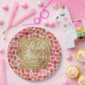 Modern Gold Faux Folie Prettige feestdagen Berry Papieren Bordje (Feest)