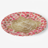 Modern Gold Faux Folie Prettige feestdagen Berry Papieren Bordje (Gekanteld)