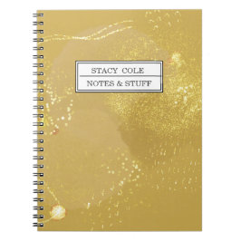 Modern Gold Faux Glitter Name Persoonlijk Notitieboek