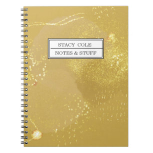 Modern Gold Faux Glitter Name Persoonlijk Notitieboek
