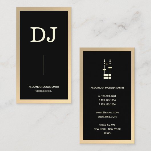 Modern Gold Faux Monogram 2019 | 2020 Wedding DJ Visitekaartje (Voorkant / Achterkant)