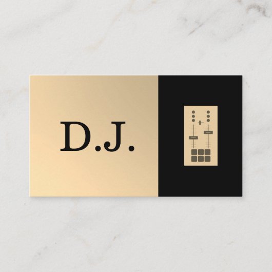 Modern Gold Faux Two-Toned DJ Monogram Visitekaartje (Voorkant)