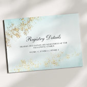 Modern Gold Flecks Blauwgroen Mist Wedding Registr Informatiekaartje