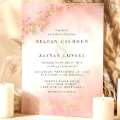 Modern Gold Flecks Blush Pink Waterverf Wedding Kaart