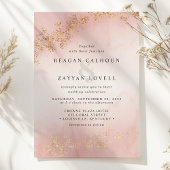 Modern Gold Flecks Blush Pink Waterverf Wedding Kaart