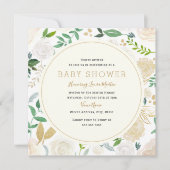 Modern Gold Floral Baby shower Invitation Kaart (Voorkant)