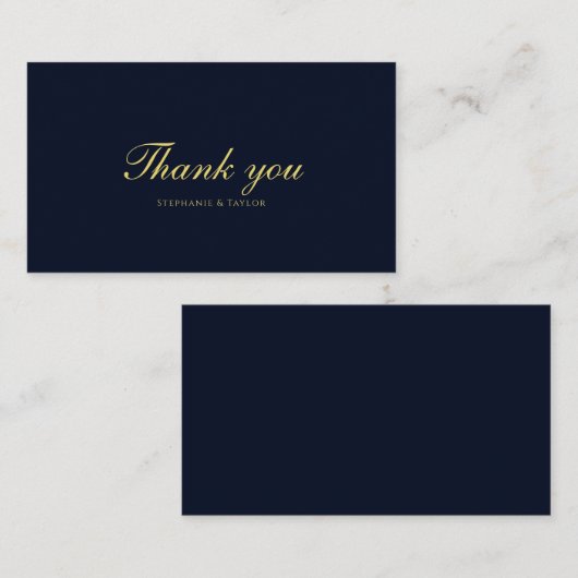 Modern Gold Floral Blue Weddenschap Hartelijk dank Informatiekaartje (Voorkant / Achterkant)