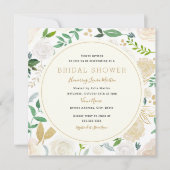 Modern Gold Floral Bridal Shower Kaart (Voorkant)