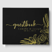 Modern Gold Floral bruiloft gastenboek (Voorkant)