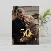 Modern Gold Floral Formal 50th Wedding Anniversary Folie Uitnodiging (Staand Voorkant)